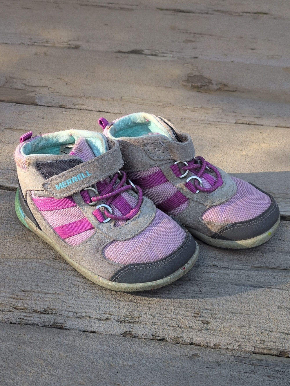 Merrell Pink and Gray Toddler Barestep Hikers